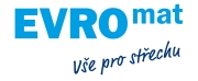 logo firmy EVROmat a.s. - střešní materiály a klempířské systémy